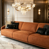 Canapé sectionnel en cuir orange brûlé de luxe 3-4 places, créant un modèle de mobilier de villa confortable