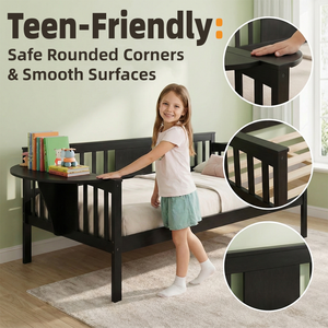 Cuna de Pino de Tamaño Completo al por Mayor con Estructura de Mesa para Dormitorio, Sala de Estar, Diseño Minimalista, Marca Bambooleader - Product Image 6