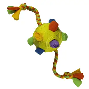 Offre Spéciale TPR Caoutchouc Polaire Pet Snuffle Ball avec Polaire Corde Reniflant Puzzle Jouets Cacher la Nourriture pour Chien