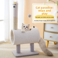Arbre à chat en sisal avec tunnel et grotte pour chatons et chats d'intérieur, avec boule de jeu