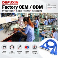 Kabel Braket Panel Belakang DFX 4 Port USB 3.0 50cm 5Gbps Dual 19Pin 20Pin Header Motherboard Female ke USB-A Female untuk Casing PC