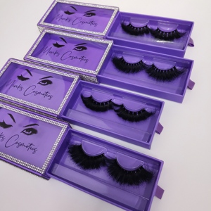 Boîte d'emballage pour cils cosmétiques en gros, faite à la main, super volumineuse, courbure D, 25 mm, cils en bande, cheveux humains, fournisseurs de cils 3D - Product Image 4