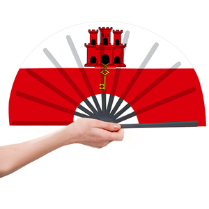 Abanicos Plegables de Bambú con la Bandera de Gibraltar al por Mayor, Abanico de Mano para Carnaval, Boda, Festival, Fiesta, Agencia de Viajes - Product Image 4