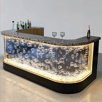 Comptoir de bar moderne pour hôtel, restaurant, bar, design LED, dessus en onyx translucide, marbre, or, en forme de U, pour boîte de nuit