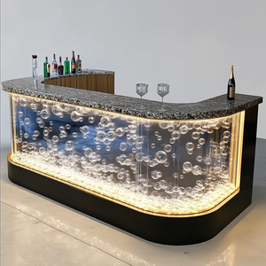Hotel restoran <span class=keywords><strong>Bar</strong></span> Counter desain Modern LED Onyx tembus cahaya marmer atas emas berbentuk <span class=keywords><strong>U</strong></span> <span class=keywords><strong>Bar</strong></span> Counter untuk klub malam - Product Image 3