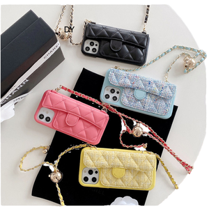 Custodia in Pelle Romboidale di Lusso per <span class=keywords><strong>iPhone</strong></span> 16Pro, <span class=keywords><strong>Cover</strong></span> Protettiva Antiurto in PC con Porta Carte e Tracolla per 15Max 14Plus 12 - Product Image 3