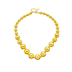 European American Fashion Gold Ball Bead Titanium Steel Clavicle Necklace Party Jewelry N1940 - Product Image 5
