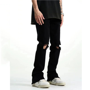 Productos para Dropshipping 2026, Jeans Ajustados Negros para Hombre, Corte Slim Fit, Detalles Desgastados, Elásticos, Pantalones Casuales de Mezclilla - Product Image 4