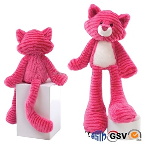 D745 Pink Coral Fleece 16 "Cat Venta al por mayor ODM OEM Animal Relleno Fábrica Directamente <span class=keywords><strong>Gato</strong></span> de pierna larga de juguete de peluche - Product Image 1