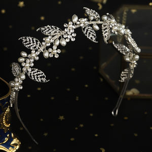 Retro Bohemian gelin tacı Rhinestone çiçek başlığı el yapımı Rhinestone yaprak inci Hairband taç - Product Image 3
