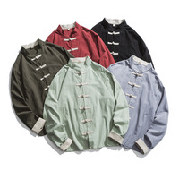 Blouson bomber printemps pour homme, style chinois, couleur unie, respirant, col montant à bouton unique, en velours côtelé, avec logo frontal, fini ODM
