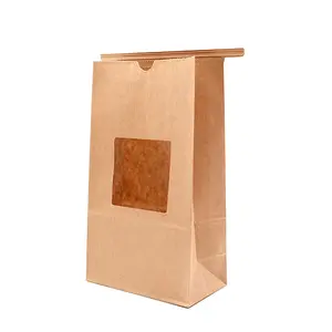 주석 넥타이 자루 크래프트 종이 갈색 설탕 가방 창 snaks 상점