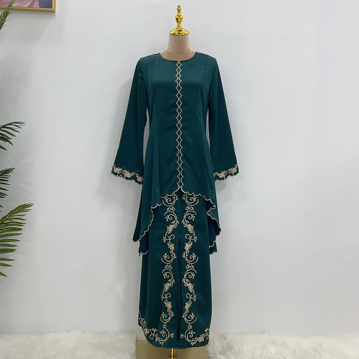 라마단 eid 말레이시아 baju kurung 현대 패션 수 놓은 새틴 드레스 abaya 여성 가운 musulmane 두바이 이슬람 의류 2023