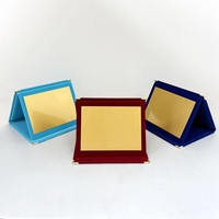 Vente en gros de plaque en velours bleu rouge turquoise plaque de certificat en velours pliable avec plaque en or MH-MJ0029