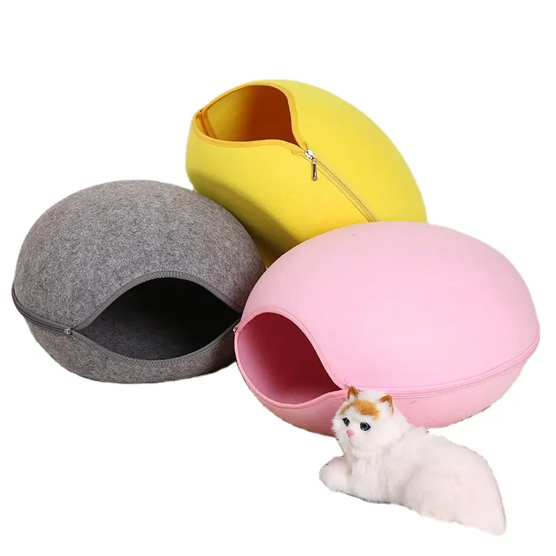 Portable Egg Shape Cat Cave Detachable Felt Pet House