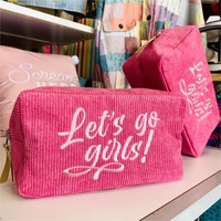 Pochette de maquillage entièrement doublée, portable, durable, en velours côtelé brodé