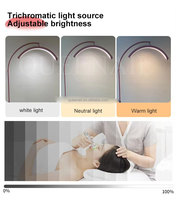 Lampe à Cils en Aluminium Demi-Lune de 28 Pouces, Télécommande, Extensions de Cils, Artiste de Tatouage, Esthéticien Pro