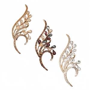 Broches de Cristal con Flores, Modernos y Elegantes, Botones de Diamantes de Imitación, Aleación Chapada en Oro, Personalizados, Unisex, para Uso Diario, Compromiso, Boda - Product Image 1