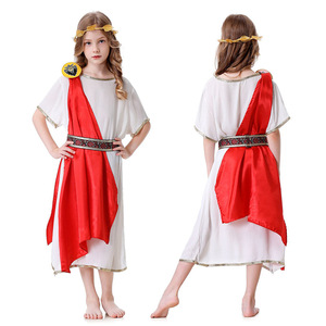 Conjunto de disfraz romano antiguo Yi Xiaoyi para adultos y niños, traje familiar blanco con túnica roja - Product Image 5