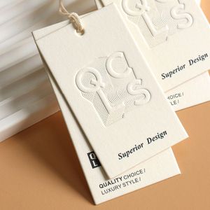 <strong>Custom</strong> Luxury Logo <strong>Paper</strong> Apparel Clothing Tags Hot Stamping Business Card Embossed Price Label <strong>Hang</strong> Tag With <strong>String</strong> for Clothes - Product Image 5