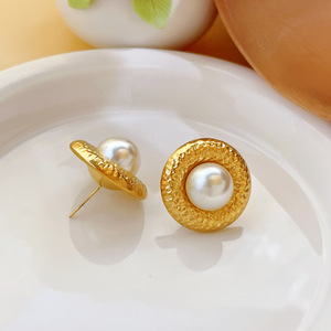 Fashion Round Pearl Pendant <b>Necklace</b>. 18K Gold Stainless Steel <b>Necklace</b> for Wholesale Charm Pearl <b>Necklace</b> for Gift - Product Image 3