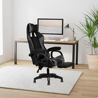 Fauteuil de bureau inclinable Top Racer, rotation à 360 degrés, hauteur réglable, chaise de jeu en cuir pleine fleur gris, fauteuil de massage pour joueurs