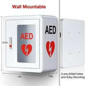 Pronto soccorso AED defibrillatore armadio portaoggetti in acciaio metallo chiusura a scatto si adatta a tutte le marche per attrezzature di servizio - Product Image 3