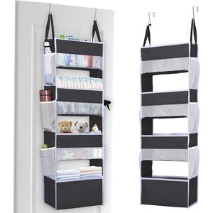 <b>Over</b> <b>Door</b> Organizer 4 Large Pockets 6 Mesh Side Pockets Dark Grey Hanging Storage For Clothing Shoes Behind <b>Doors</b> On Walls - Product Image 1