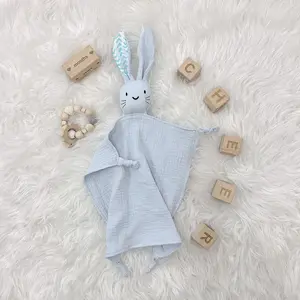 Coniglietto in cotone crêpe coniglio morbido uso neonato Saliva asciugamano coperte di sicurezza