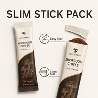 Emballage personnalisé pour sachets de café aux champignons, haute barrière, scellage 3 côtés, sachets individuels, taille personnalisée, impression OEM