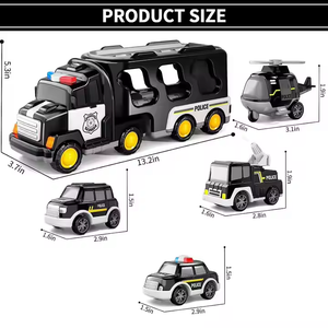 Jouet camion de police pour les tout-petits-Véhicule d'urgence à friction avec camion de transport | Jouet voiture de police pour garçons - Product Image 3