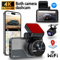 Caméra de tableau de bord 4K avant et 2K double objectif avec écran IPS 3 pouces, WiFi, suivi GPS, surveillance de stationnement, vision nocturne, étanche