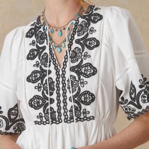 Vestido Informal de Lino y Algodón de Alta Calidad para Mujer, Diseño Floral Natural con Bordado, en Oferta - Product Image 3