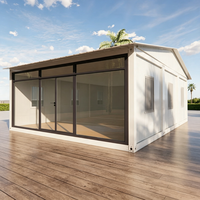 Casa Modular con Techo Inclinado, Drenaje Eficiente, Puerta Corredera de Vidrio, Iluminación Brillante, Edificio Prefabricado Desmontable para Uso en Múltiples Escenarios