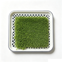 Support de tapis d'entraînement pour chien en herbe artificielle réutilisable pour l'intérieur, système de grille, cadre bleu classique, vente en gros