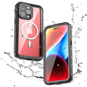 Swimming Phone Case 360 Degree IP68 Waterproof and Shockproof Support Wireless Charging Phone Case for iPhone 14 15