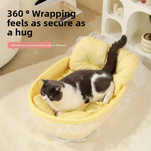 Tüm mevsim yumuşak prenses peluş Pet kanepe yuva Pet yatak Macaron renkli sevimli kedi yatakları - Product Image 2