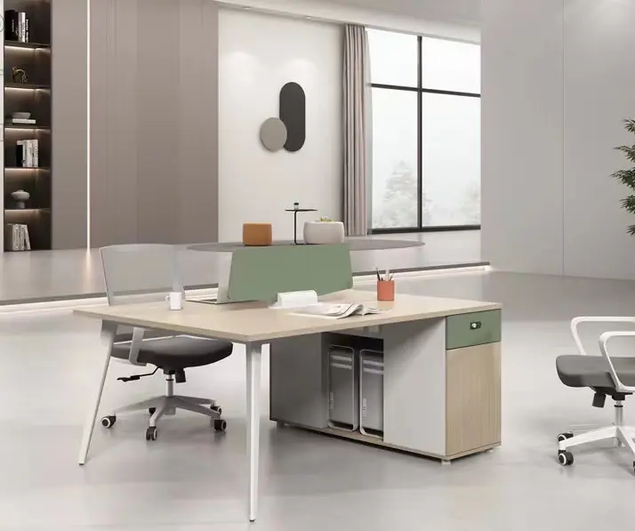 Meja kantor stasiun kerja cubile logam furnitur kantor meja dengan kabinet desain baru Modern dapat disesuaikan 2, 4, 6, 8