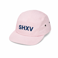 Casquettes de camping 5 panneaux en sergé de coton rose pastel crème, non structurées, avec œillets métalliques, pour l'extérieur et le skate
