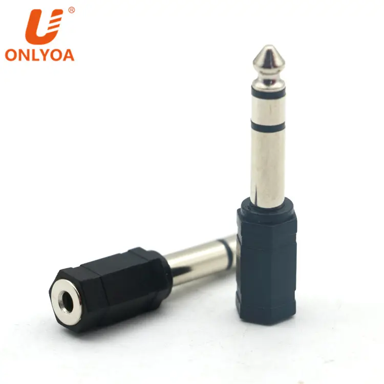 Mono 6.35mm Male To 3.5mm Female Stereo Plug Connector TRS Headphone Jack Audio Adapter