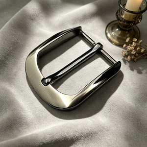 Hebilla de cinturón automática simple de aleación de zinc plateada, placa en blanco para logotipo personalizado con láser, para cinturones de cuero diarios para hombre - Product Image 3