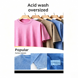 Camiseta Oversize de Lujo de Algodón Puro con Acabado Stone Wash para Hombre, Corte Holgado, Cuello Simulado, Lisa para Impresión Personalizada - Product Image 3