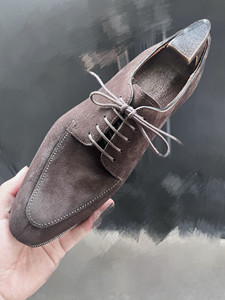 Chaussures Derby en cuir velours inversé pour homme, semelles en cuir, fabriquées à la main, <span class=keywords><strong>Goodyear</strong></span>, nouvelle collection quatre saisons - Product Image 2