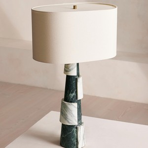 Lampe de table en marbre Misha, diamètre 350 mm, source de lumière LED, base E27, éclairage décoratif pour la maison - Product Image 1