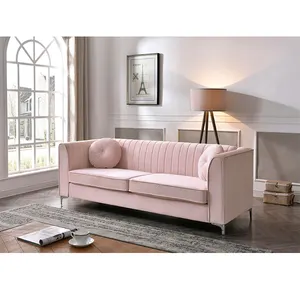 Set di divani in stile elegante divano in tessuto rosa Palace Royal Living Room Furniture