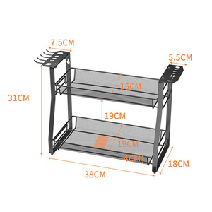 Support de rangement pour accessoires d'aquarium, organisateur en métal noir à 2 niveaux pour nourriture pour poissons et outils, facile à nettoyer - Product Image 4