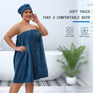 Accappatoio con chiusura regolabile in microfibra con asciugamano per asciugare i capelli da donna fascia Spa Logo-design Hotel <span class=keywords><strong>e</strong></span> uso domestico per adulti - Product Image 3