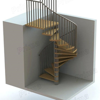 Escalier en colimaçon élégant en acier inoxydable et bois massif, design durable et peu encombrant