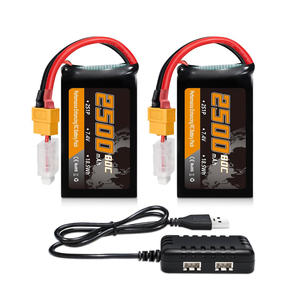 Batería Lipo 2S 2500mAh 7.4V 80C de Alta Tasa de Descarga con Conector XT60 para Dron Cuatricóptero RC FPV - Product Image 1