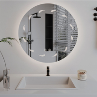 Nouveau design de miroir de salle de bain éclairé par LED, écologique, avec cadre en acier, miroir de vanité anti-éclats, interrupteur tactile mural intelligent